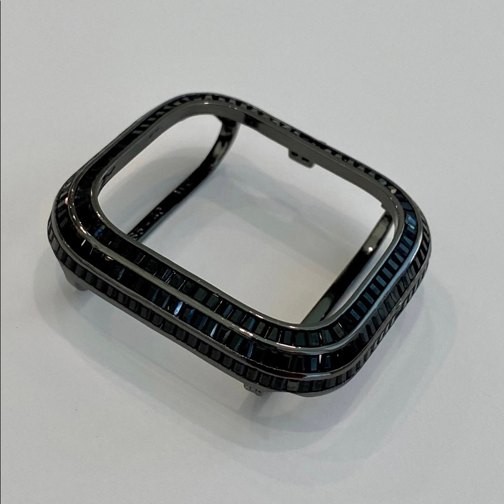 Apple Watch Case Cover, baguette channel set Black Bezel Lab Diamond, 44mm